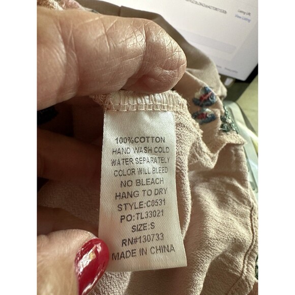 Altar'd State Women's Dusty Rose Gauze Dress Embroidered Off Shoulder Small - Picture 12 of 13